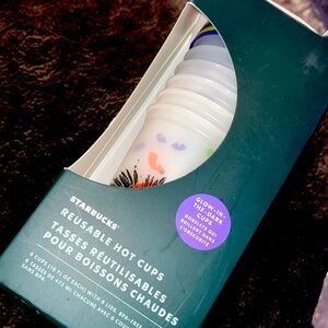 🎃NEW👻Starbucks 2022 Fall Halloween Box of 6 Glow in the Dark Reusable Hot Cups